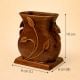 Handmade Wood Vase Pen Pot with Leaf Design